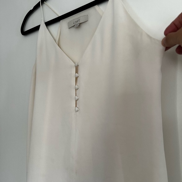 Women’s Loft Small Flowy Chiffon White Spaghetti Strap Halter Blouse - Picture 10 of 14